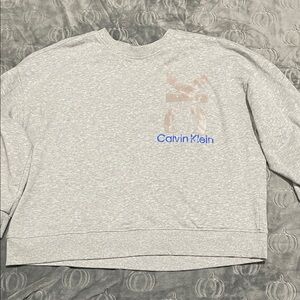 Calvin Klein Light Gray Sweatshirt with Blue Logo